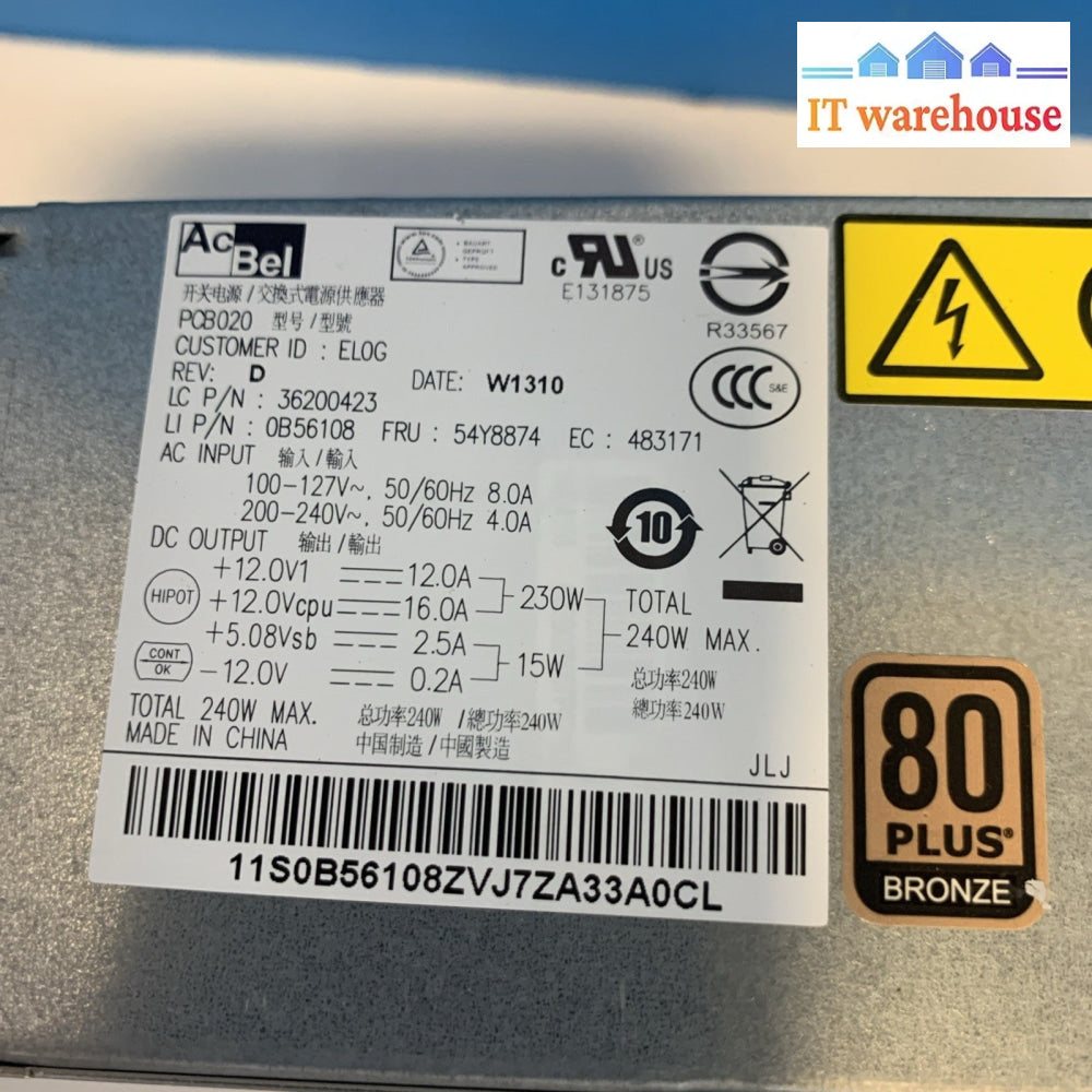 Lenovo FRU 54Y8874 Power Supply AcBel PCB020 36200423 0B56108 PSU