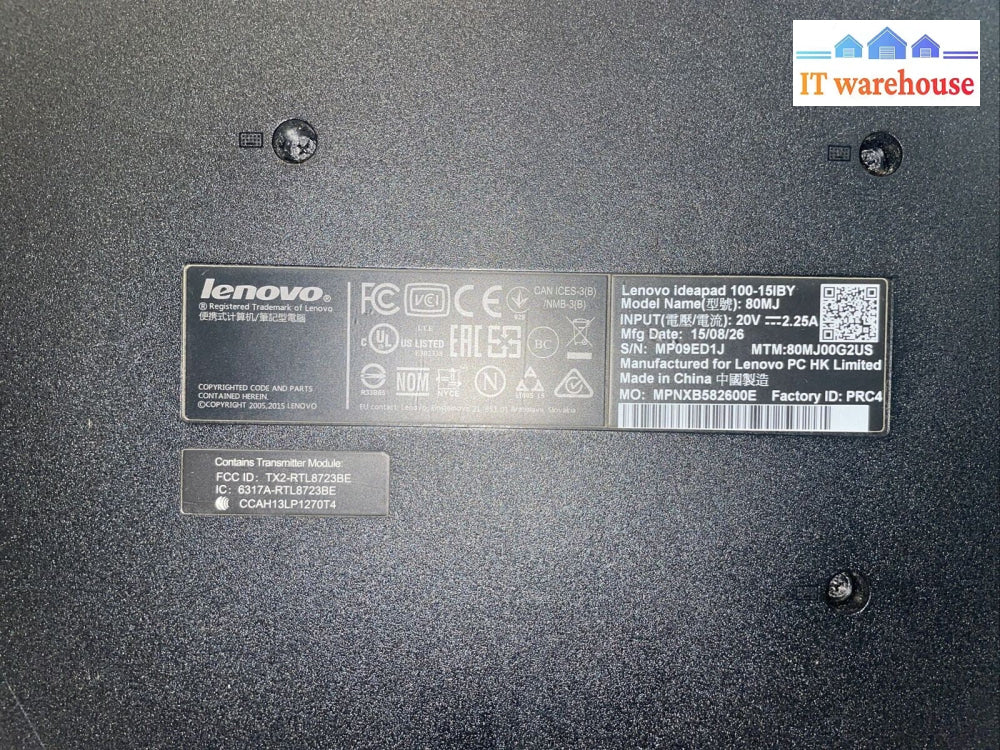Lenovo IdeaPad 1 N2840/4GB/500GB 100-15IBY 80MJ  15.6" Laptop (Lower Parts only)
