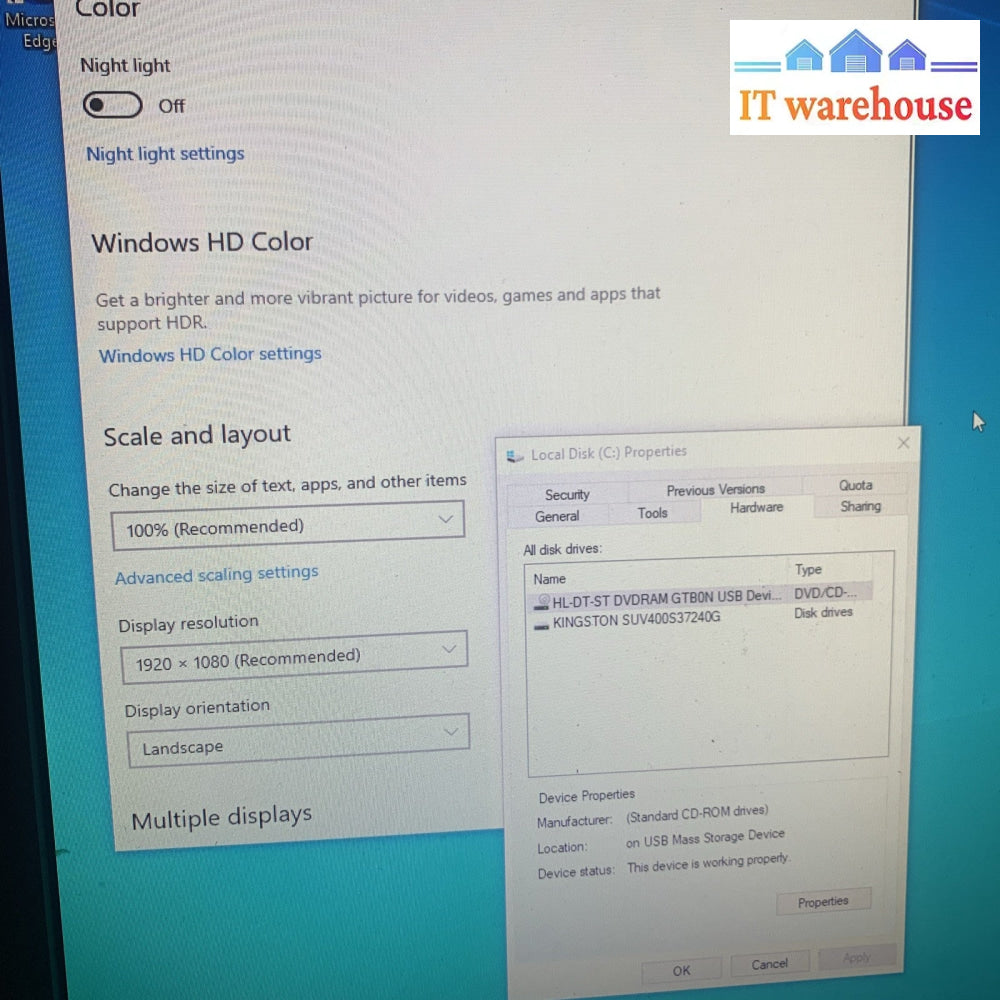 Lenovo Mini PC i5-4950T 4GB 240SSD Windows 10 Pro