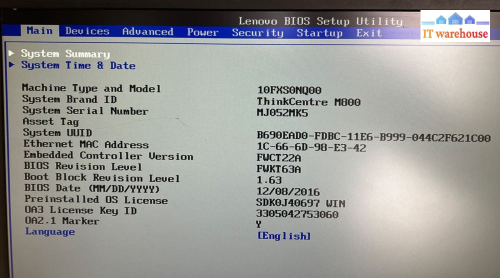 Lenovo Think Centre M800 SFF Desktop i5-6500 CPU / 8GB RAM / 240GB SSD / Win10 ~