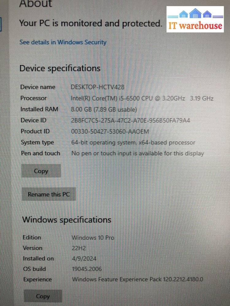 Lenovo Think Centre M800 SFF Desktop i5-6500 CPU / 8GB RAM / 240GB SSD / Win10 ~