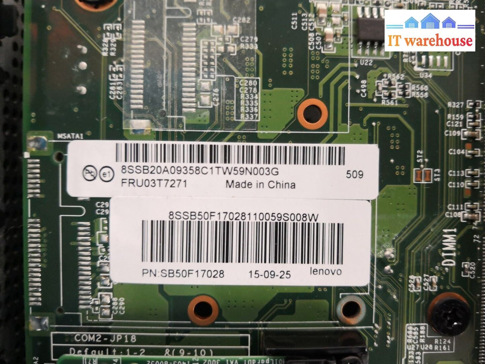 +Lenovo ThinkCentre M32 Motherboard 03T7271 Celeron 847 1.1GHz W/ 8G SSD*TESTED*