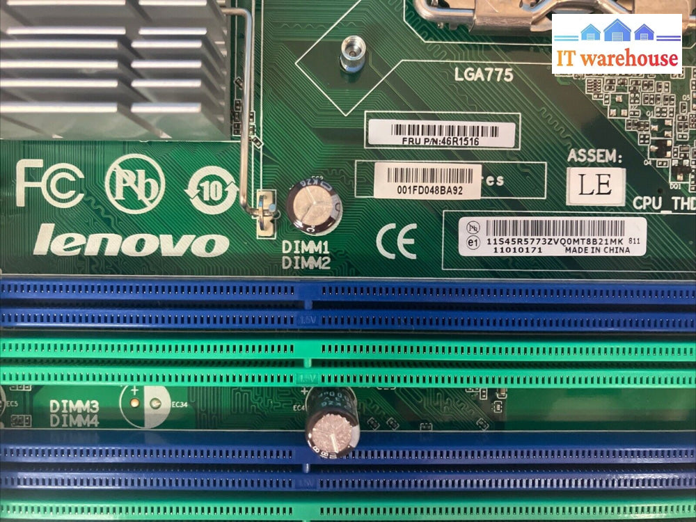 Lenovo ThinkCentre M58p Motherboard 46R1516 Socket LGA775 W/ Intel CPU & Plate ~