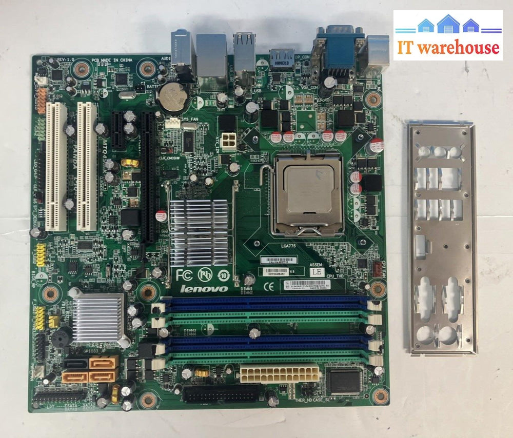 Lenovo Thinkcentre M58P Motherboard 46R1516 Socket Lga775 W/ Intel Cpu & Plate ~