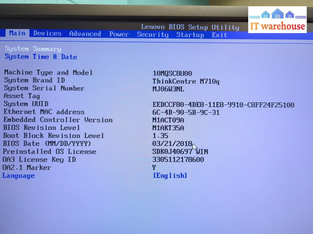 Lenovo ThinkCentre M710q Tiny PC INTEL i3-6100T /4GB RAM (MISSING PARTS,READ)