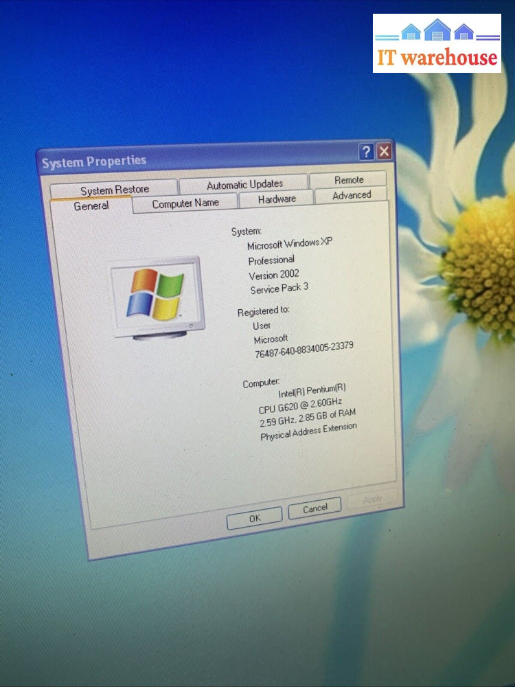Lenovo ThinkCentre M72e 3660 A49 G620 3GB 250GB+ Windows XP Pro SP3
