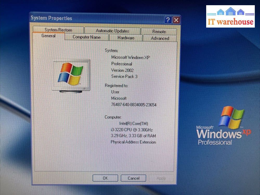 Lenovo ThinkCentre M82 SFF i3-3220/4GB RAM 500GB Windows XP sp3 (9 pin serial)
