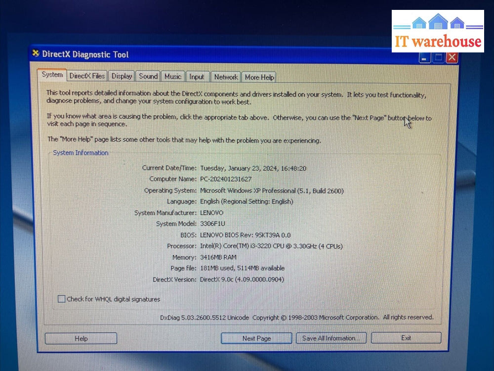 Lenovo ThinkCentre M82 SFF i3-3220/4GB RAM 500GB Windows XP sp3 (9 pin serial)