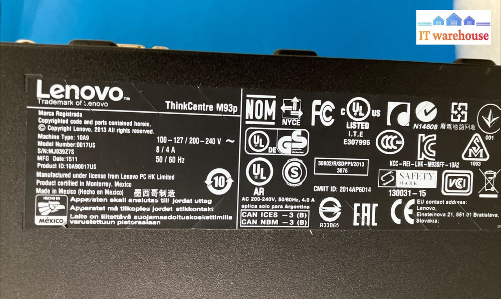 Lenovo ThinkCentre M93p SFF Desktop Intel Core i5-4570 CPU / 8GB RAM / No HDD ~