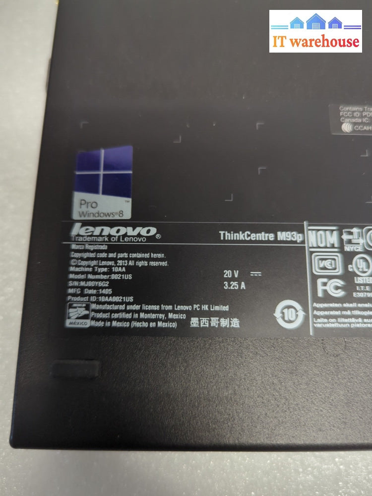 Lenovo ThinkCentre M93p Tiny PC i7-4765T/ 4GB Ram/128GB SSD/Win 10/ AC -