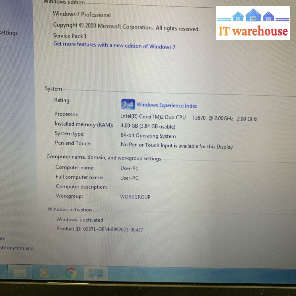 Lenovo ThinkPad SL510 15.6’’ Webcam C2D 2GHz 4GB Ram 120GB Hd Win7/Office 2013