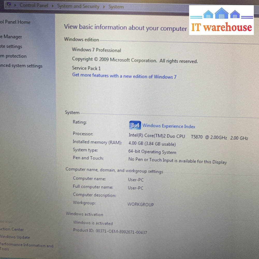 Lenovo ThinkPad SL510 15.6’’ Webcam C2D 2GHz 4GB Ram 120GB Hd Win7/Office 2013