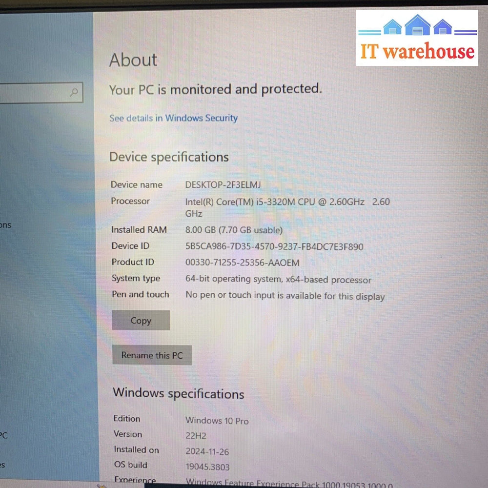 Lenovo ThinkPad X230 Laptop i5-3320M 2.6GHz 8GB 240GB SSD (1000 + days) Win10
