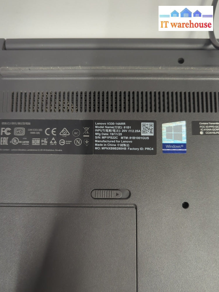 Lenovo V330-14ARR 14" LAPTOP AMD Ryzen 5 2500U/12GB RAM/256GB SSD/Win10(*READ) -