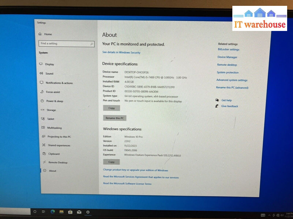 ~ Lenovo V520S-08IKL SFF Desktop Core i5-7400 3.0GHz 4GB RAM 500GB HDD Windows10