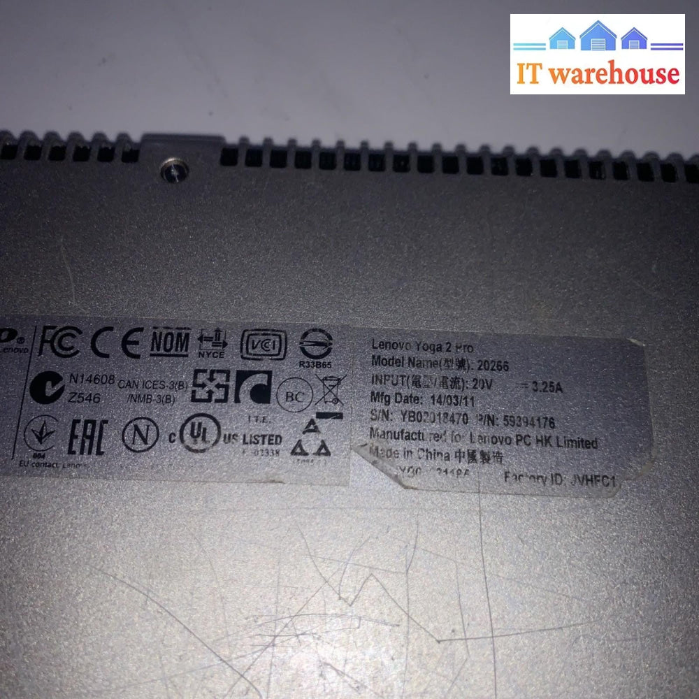 Lenovo Yoga 2 PRO 13.3" Touch FHD Laptop i5-4200U 1.60GHZ/ 8GB/240GB SSD/Win11