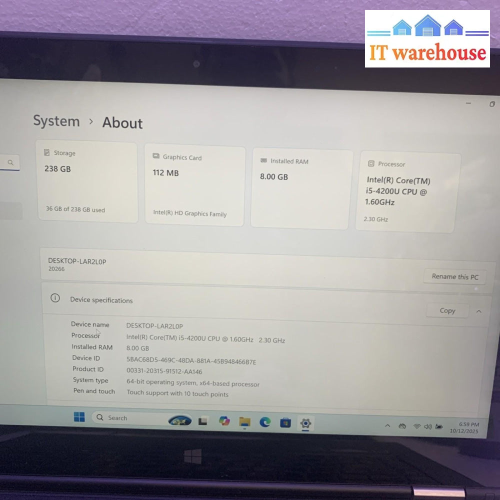 Lenovo Yoga 2 PRO 13.3" Touch FHD Laptop i5-4200U 1.60GHZ/ 8GB/240GB SSD/Win11
