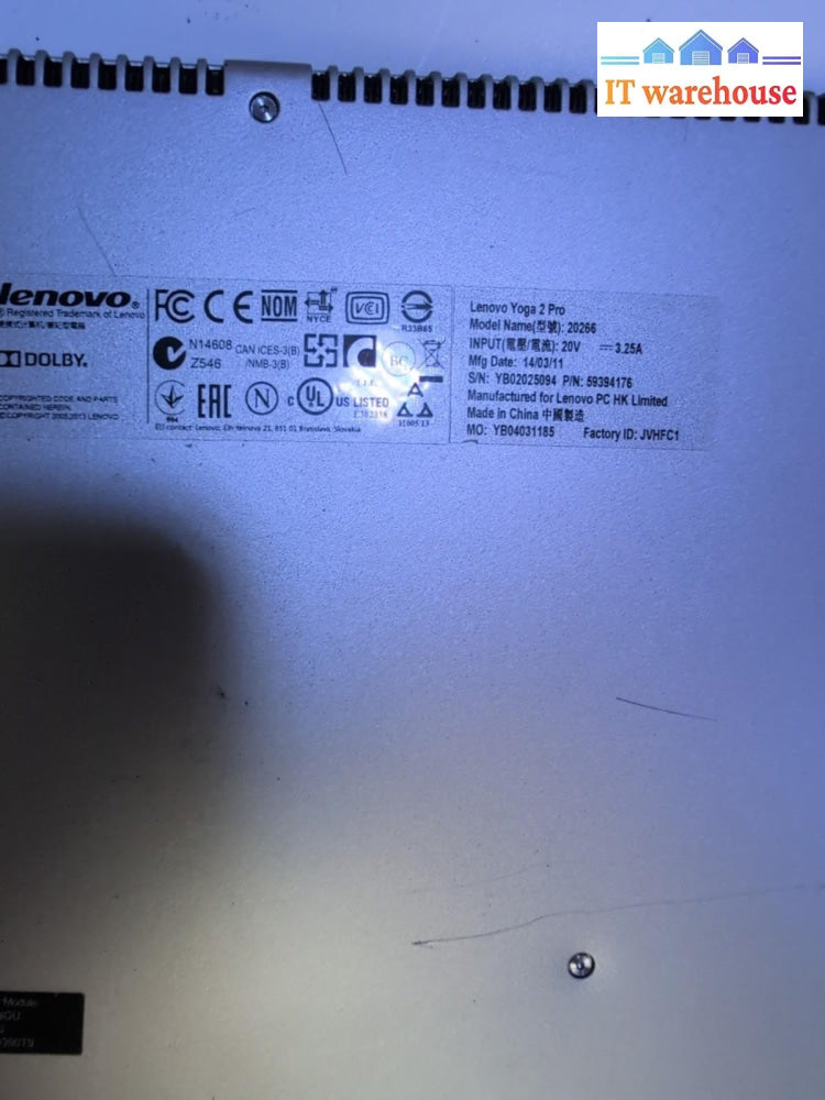Lenovo Yoga 2 PRO 13.3" Touch FHD Laptop i5-4200U 1.60GHZ/ 8GB/256GB SSD/Win11 -