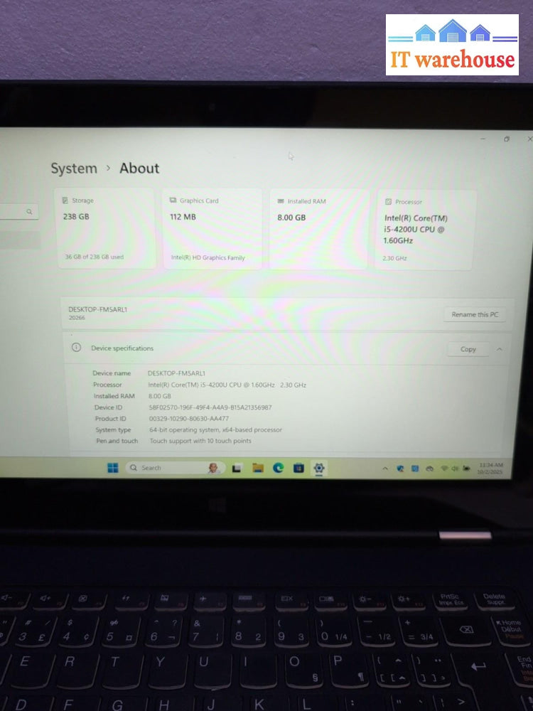 Lenovo Yoga 2 PRO 13.3" Touch FHD Laptop i5-4200U 1.60GHZ/ 8GB/256GB SSD/Win11 -