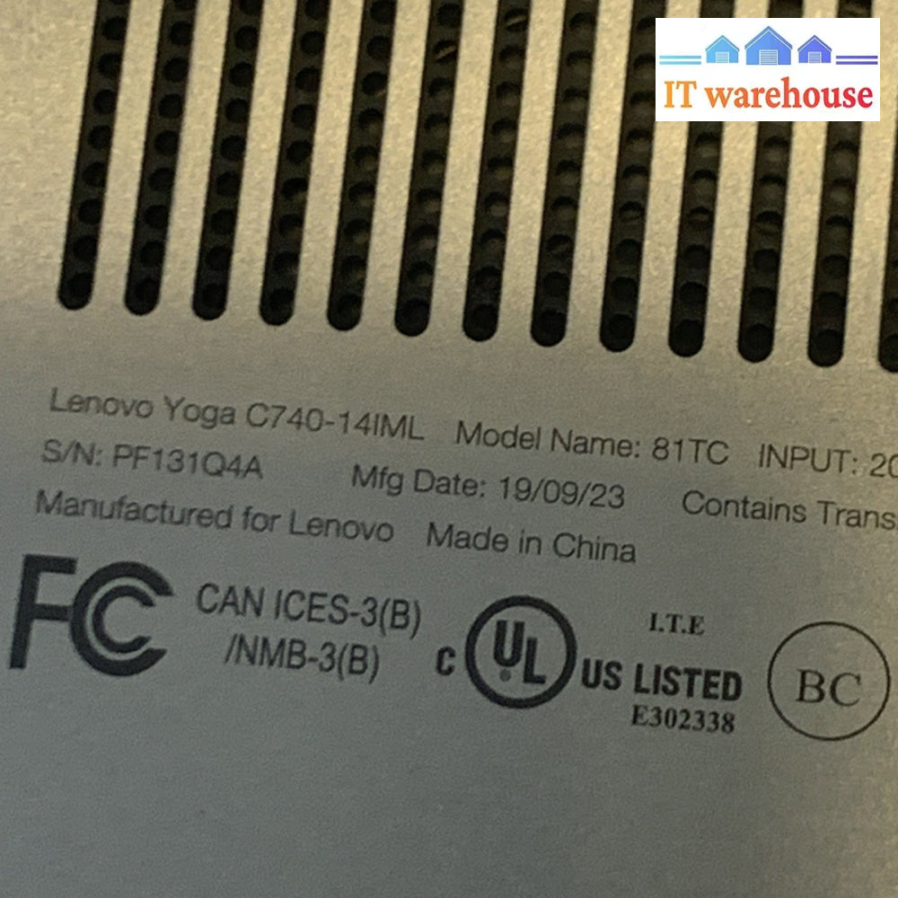 Lenovo Yoga C740-14IML i7-Gen 10 Laptop As Is