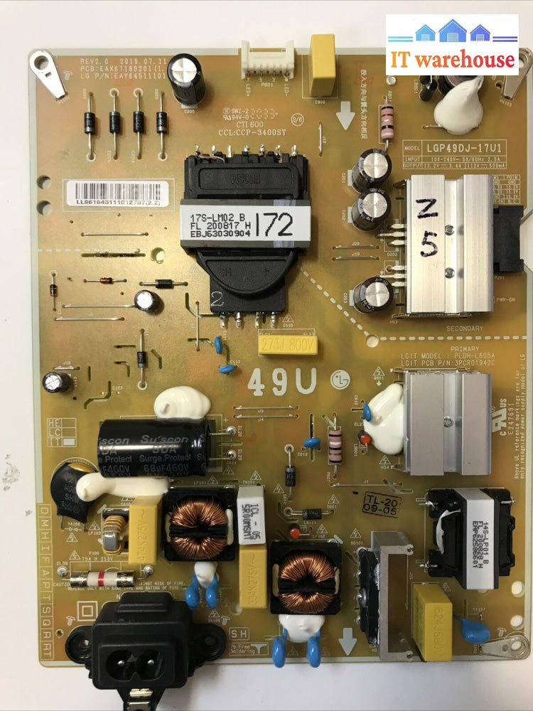 Lg 49Un7000Pub Tv Power Supply Board Lgp49Dj-17U1 Eax67189201 Eay6451101 Tested