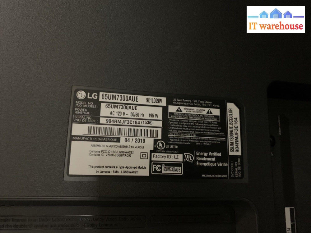 LG TV 65UM7300AUE MAIN BOARD MAINBOARD