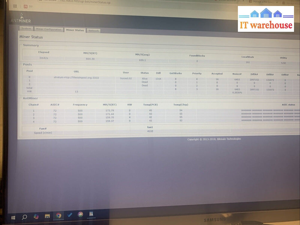 (Like new)  L3++ Litecoin Dogecoin Miner 580-666MHZ + power supply
