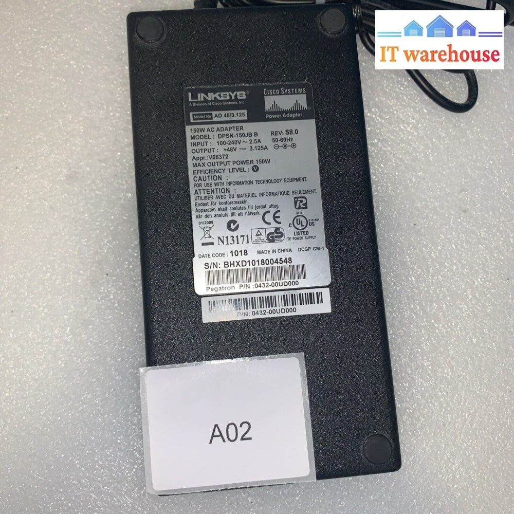 Linksys Cisco Ac Power Adapter Charger 48V 3.125A Ad 48/3.125 Dpsn-150Jb B