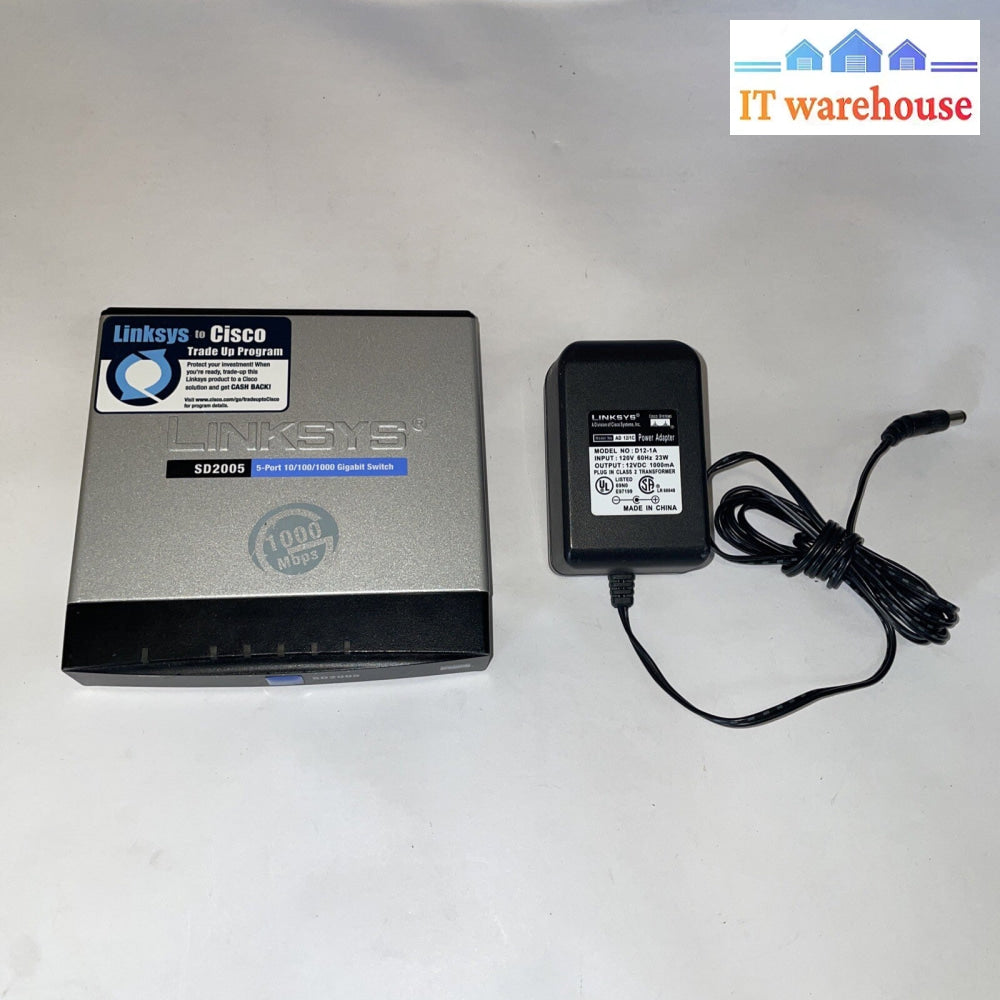 Linksys Cisco SD2005 5-Port 10/100/1000 Gigabit Switch w/ Adapter
