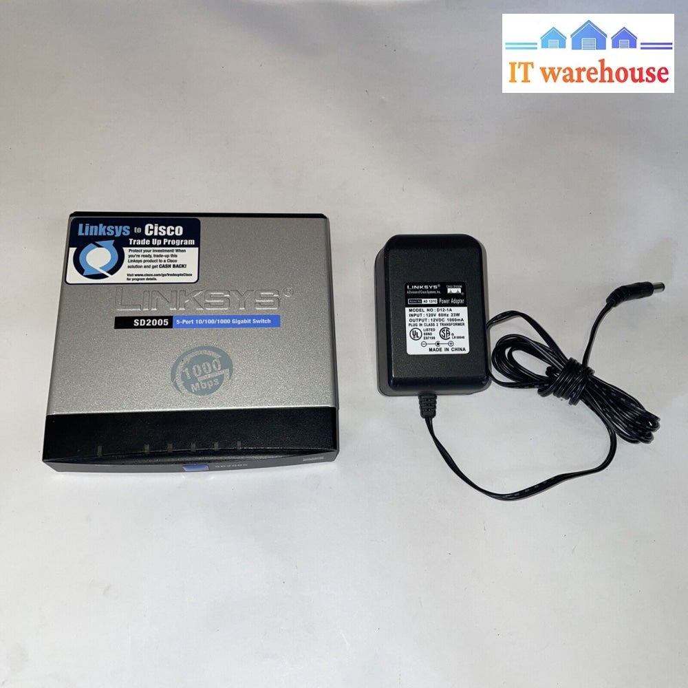 Linksys Cisco Sd2005 5-Port 10/100/1000 Gigabit Switch W/ Adapter