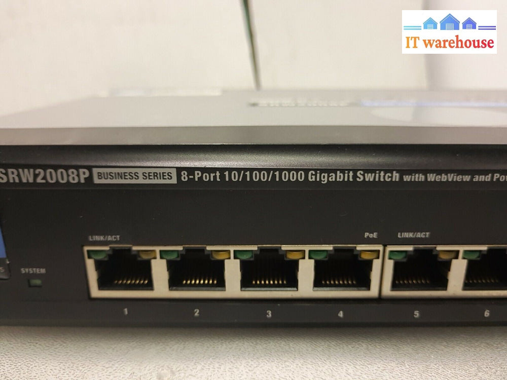 - Linksys SRW2008P Business 8-port 10/100/1000 Gigabit Switch (NO ADAPTER)