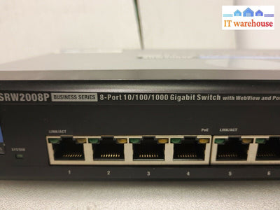 - Linksys SRW2008P Business 8-port 10/100/1000 Gigabit Switch (NO ADAPTER)
