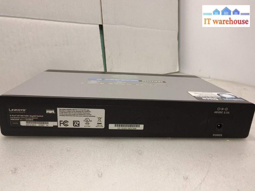 - Linksys SRW2008P Business 8-port 10/100/1000 Gigabit Switch (NO ADAPTER)