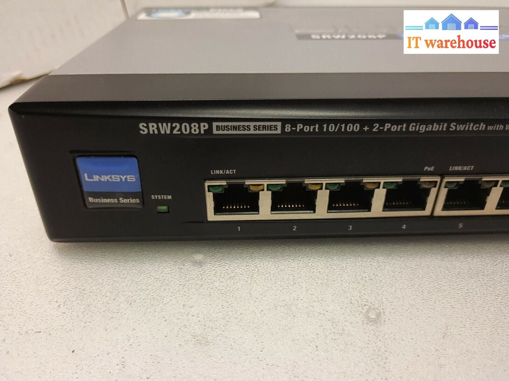 - Linksys SRW208P 8-Port 10/100 + 2 Port Gigabit Switch  (NO ADAPTER)
