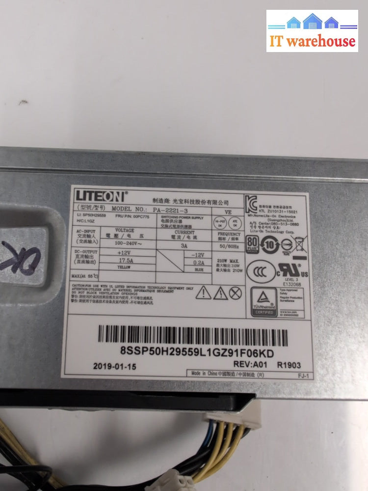 LiteOn Lenovo M720 Desktop Power Supply PSU (210W) 00PC775 PA-2221-3  Tested -