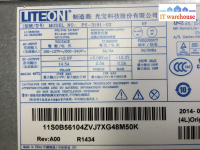 + LITEON PS-3181-02 180W SFF  POWER SUPPLY 54Y8871 for IBM THINKCENTRE M79 @@@