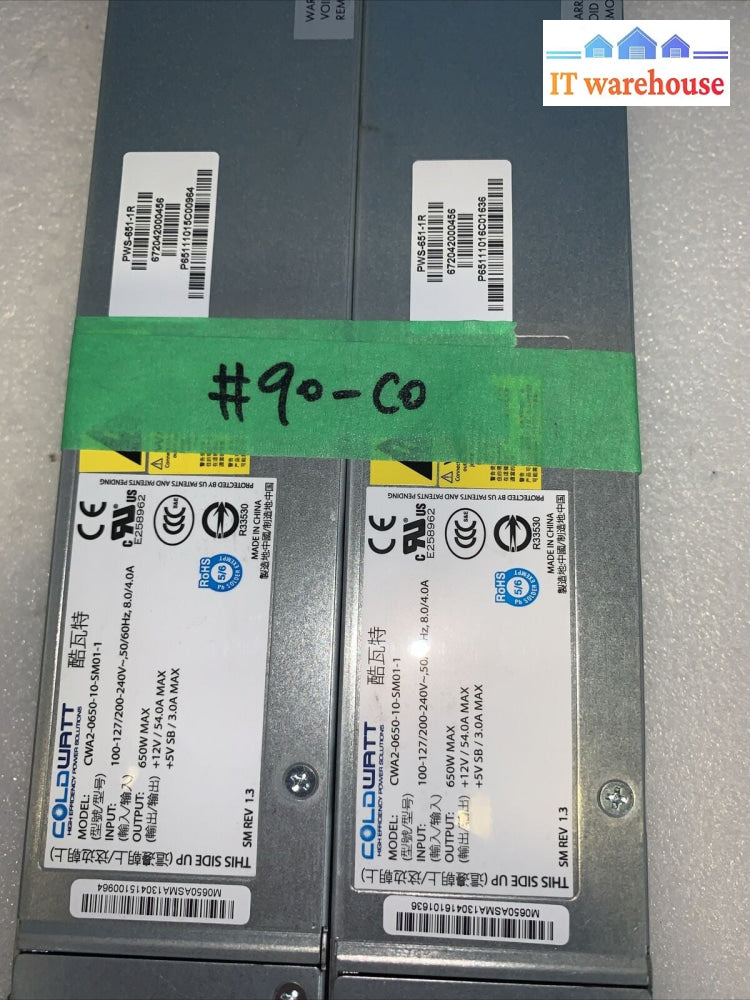 Lot 2 Coldwatt CWA2-0650-10-SM01-1 650W High Efficiency  PWS-651-1R