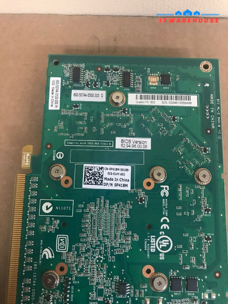 Lot 2 Dell Quadro FX 1800 768MB PCIE GDDR3 Video Card 0P418M @@@