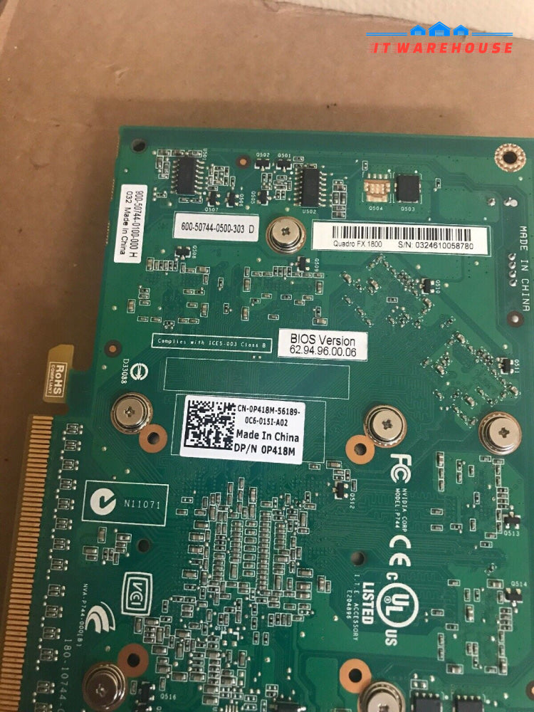 Lot 2 Dell Quadro FX 1800 768MB PCIE GDDR3 Video Card 0P418M @@@