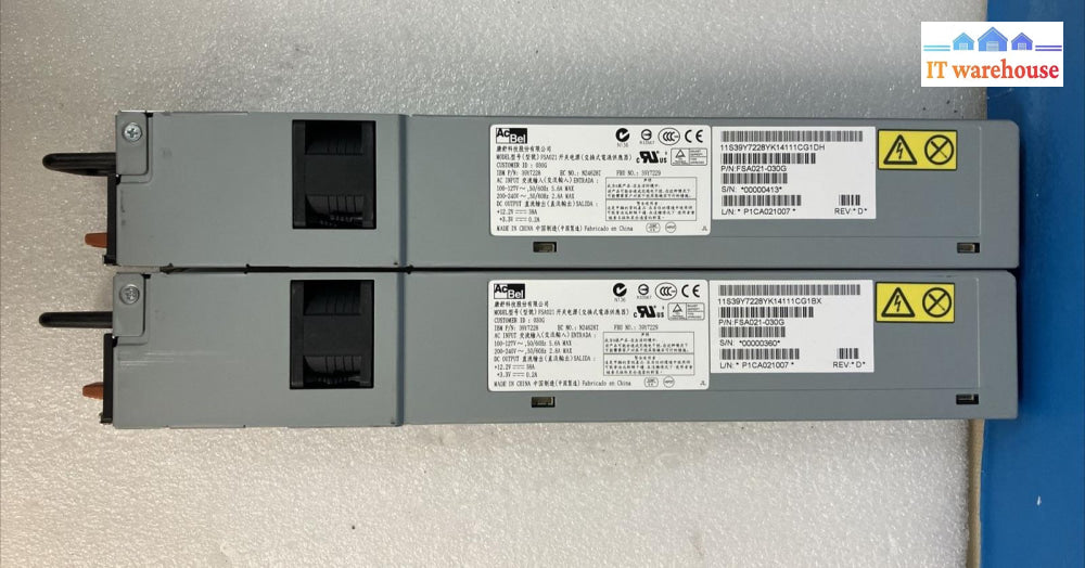 Lot 2X Acbel Fsa021-030G Ibm Server Power Supply 39Y7228 N24628T 39Y7229 675W ~