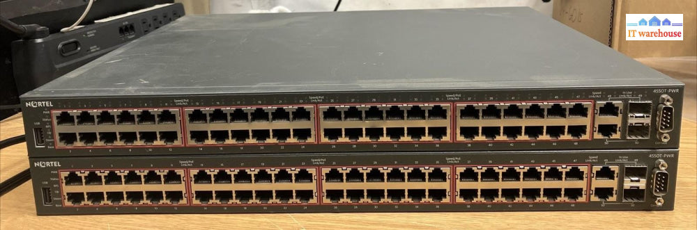 ~ Lot 2x Nortel Avaya 4550T-PWR AL4500A12-E6 48-Port PoE Ethernet Routing Switch