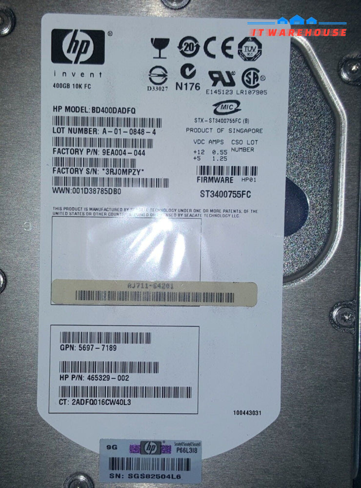 Lot of 10 HP 400GB 10K RPM EVA FC HARD DRIVE 466277-001 (QTY Available) @@@