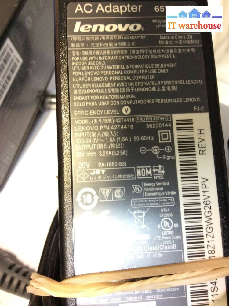 Lot of 10 Lenovo 65W AC Adapter Charger For  T510 T520 T530 T410 T420 T430 T430s