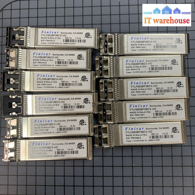 LOT OF 11 FTLF8528P3BCV-HD FINISAR 8G 850NM 150M SW SFP+ OPTICAL TRANSCEIVER