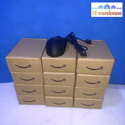 Lot of 12 Amazon 3-Button USB Wired Computer Mouse (Black)