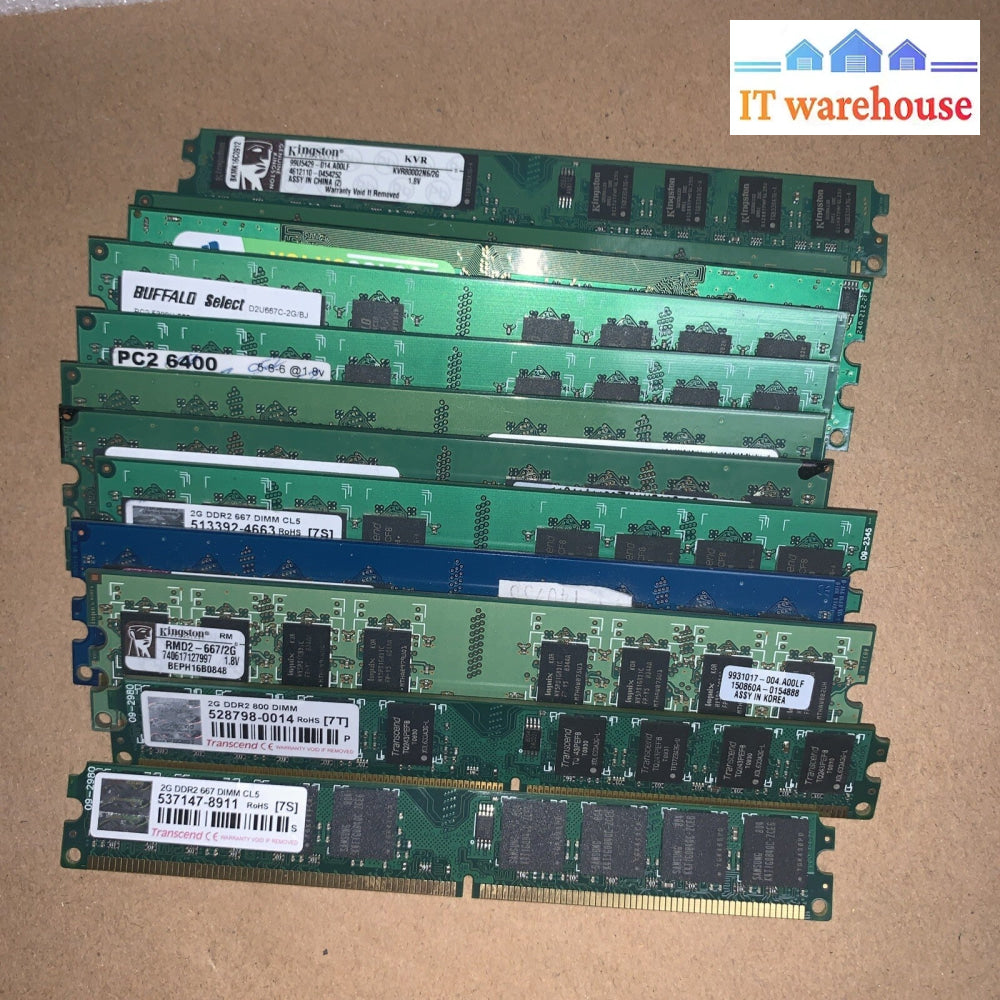 Lot Of 12  Mixed 2GB DDR2  PC2 Desktop Non-ECC Memory Ram