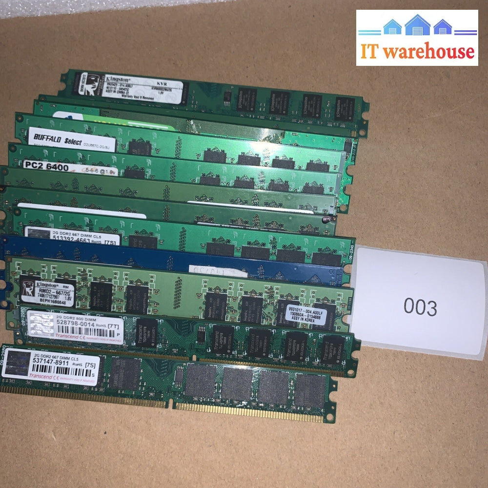 Lot Of 12  Mixed 2GB DDR2  PC2 Desktop Non-ECC Memory Ram