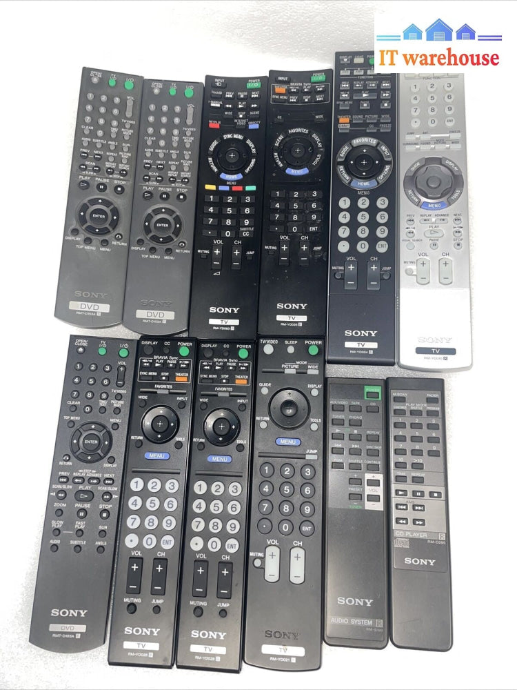 Lot of 12 Sony TV/Player remote control