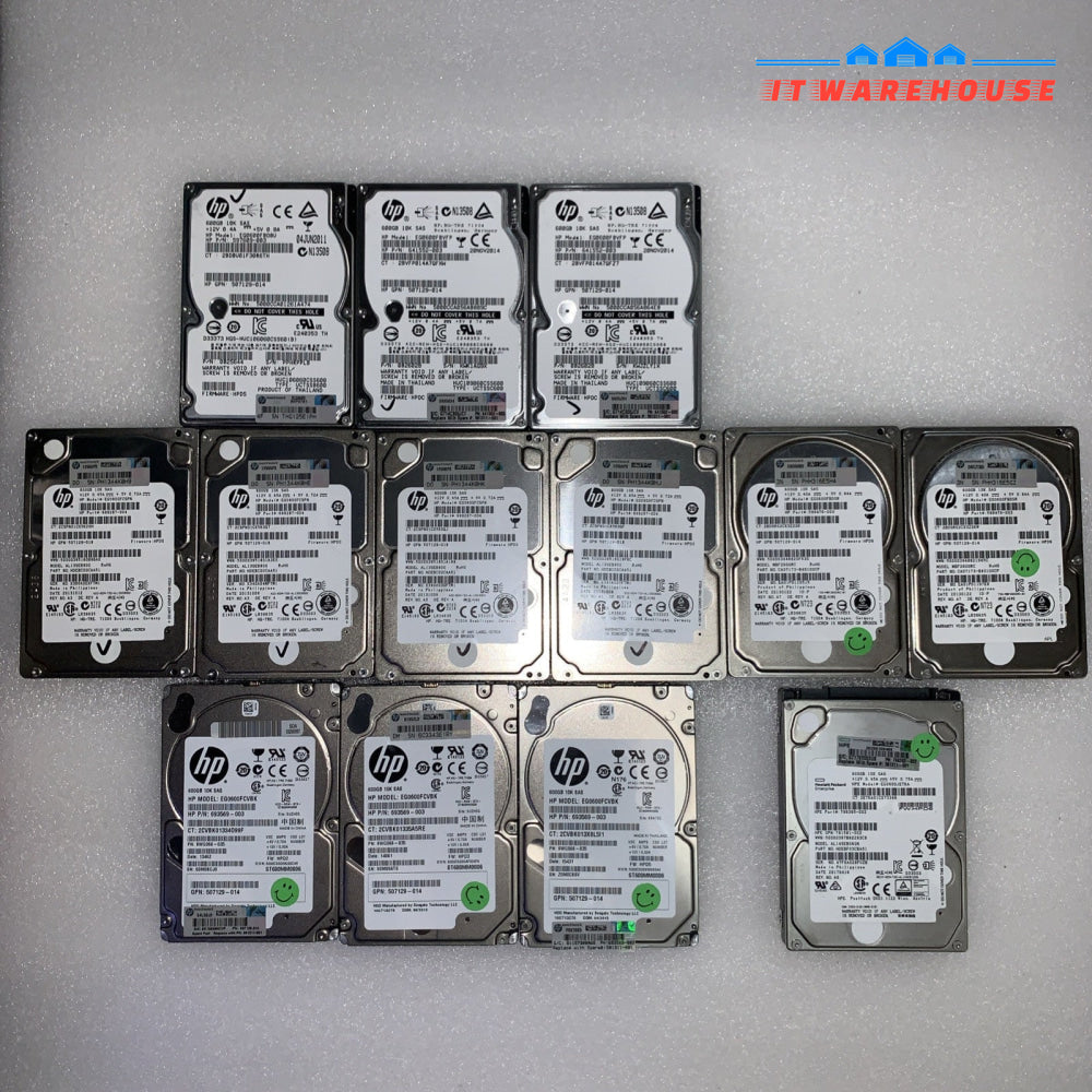 Lot of 13 HP 600GB 2.5’’ SAS hard drive (not for desktops or laptops)