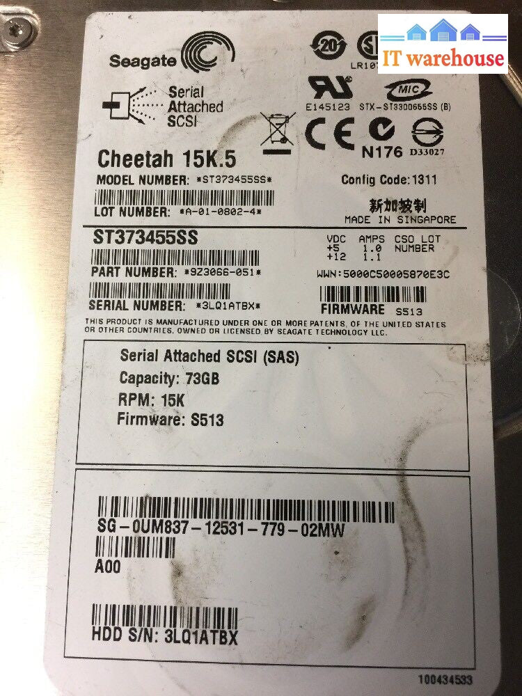+ LOT OF 13 Seagate 73GB 15K SAS HDD ST373455SS 0GY581 UM837 S513 @@@